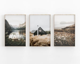 Nature Landscape Print Set of 3, Nordic Wall Art, PRINTABLE Art, Photography, Printable Wall Decor, Poster
