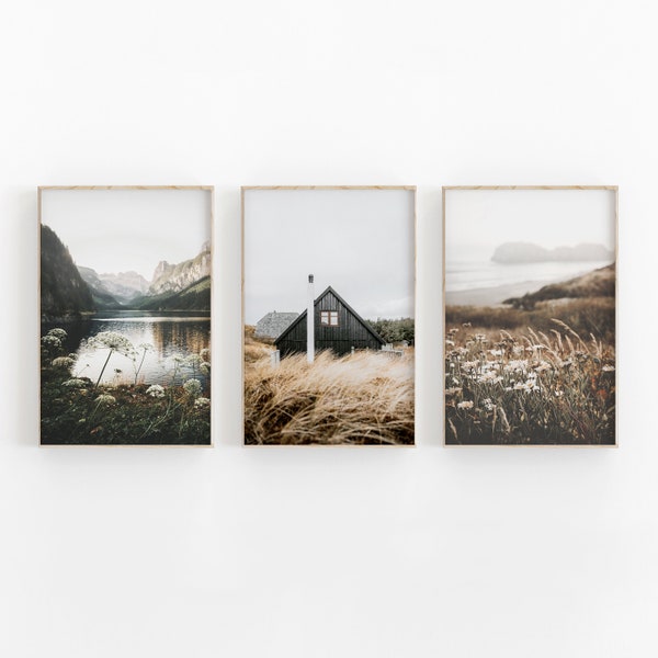 Nature Landscape Print Set of 3, Nordic Photography Instant Art, INSTANT DOWNLOAD, Modern Minimalist Poster, Printable Wall Decor