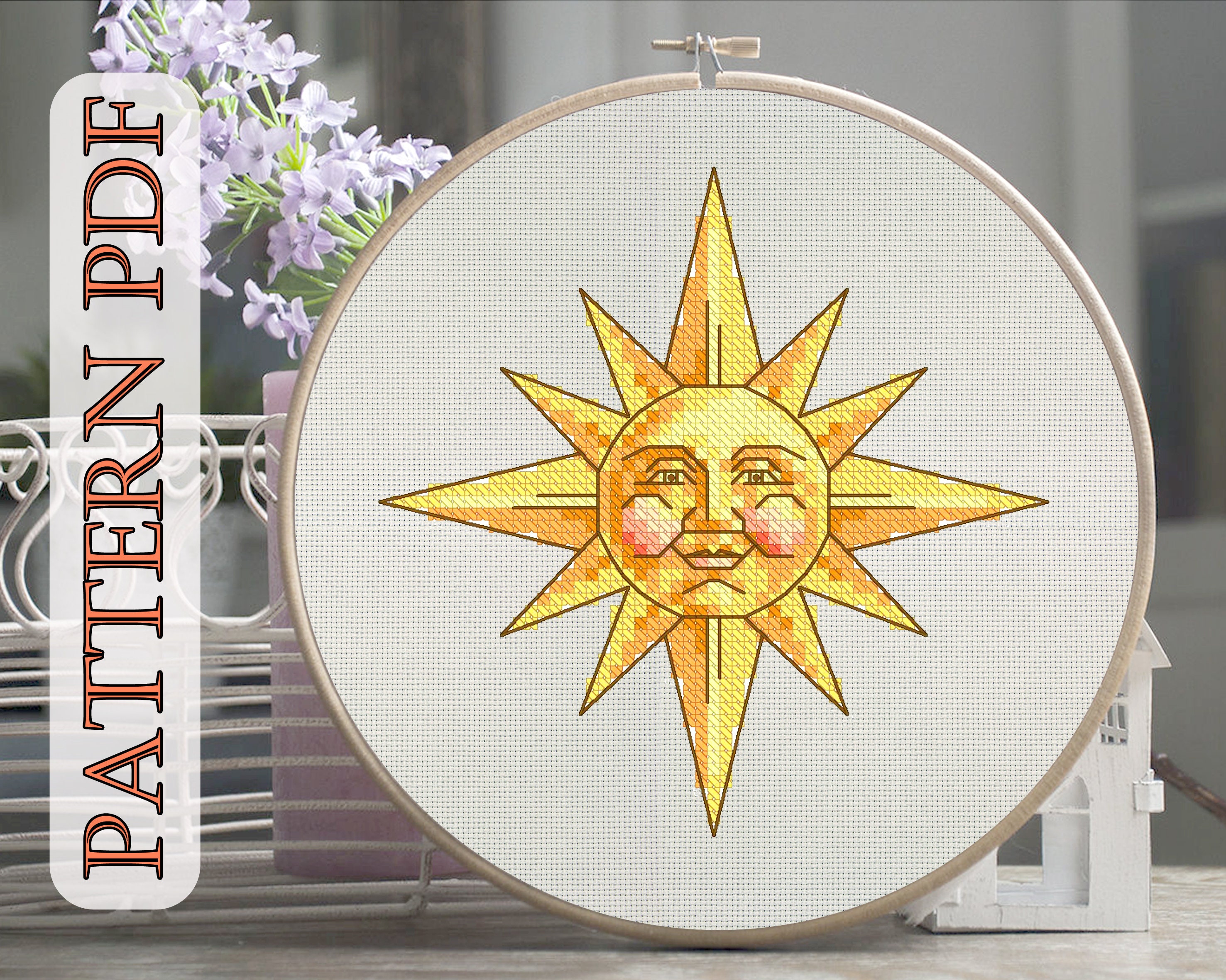The sun sun cross stitch Pattern PDF vintage cross stitch | Etsy