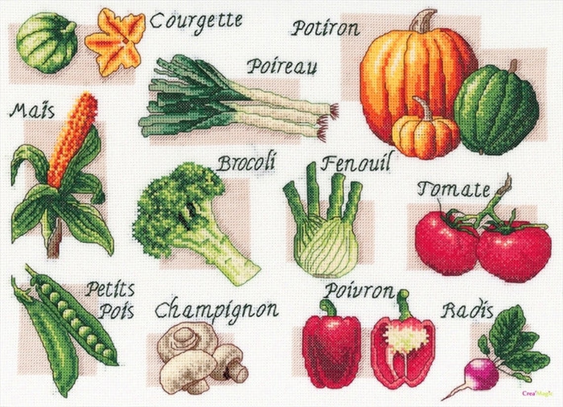 Vegetables Sampler cross stitch pattern pdf Pumpkin Etsy