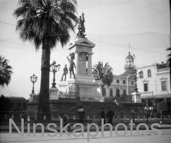 Arturo Prat Monument, Monumento a Los Heroes, Valparaiso, Chile by J. Dearden Holmes, 1920s antique photo reprint - Available Framed