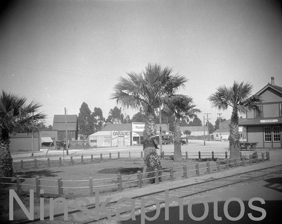 Oceano Railway Station, San Luis Obispo, California, United States, 1920s antique photo reprint - Wall Decor - Local History - Home Decor