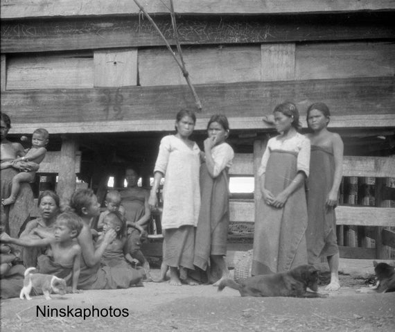 Women and Children in Fishing Village near Lake Toba - Sumatra, Indonesia - 1925 - Fine Art Antique Photo Print - Vintage Photo