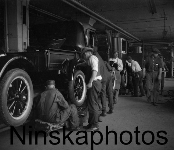 Ford Pickup Truck Assembly Line, Ford Factory, Fordson Plant, Detroit, Michigan, United States, 1920s antique photo reprint - Ford Truck