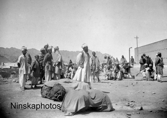 Group of Locals near the Fort in Landi Kotal - India - Pakistan - Vintage Photo Reproduction by James Dearden Holmes