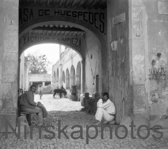 Queretaro, Mexico, Guesthouse Entrance, 1920s antique photo reprint, Local History, Vintage Photo, Mexico, Photo History