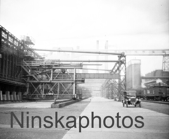 Fordson Plant - Coke Ovens, Ford Factory, Highland Park, Detroit, Michigan, United States, 1920s antique photo reprint