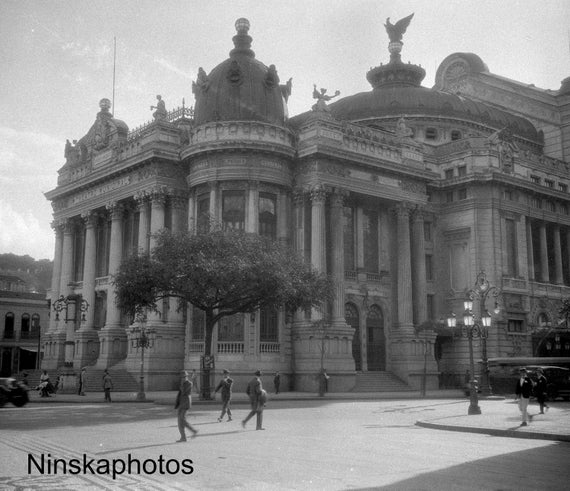 Rio de Janeiro - National Theatre, Avenida Rio Branco, Brazil 1927 - Fine Art Antique Photo Print - Vintage Photo