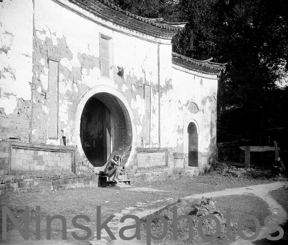 Chinese Joss House in Bhamo, Myanmar, Burma, Asia, 1920s antique photo reprint, Colonial Burma, Chinese Temple