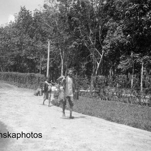 Rubber Plantation in Sumatra - Transporting Milk to Factory, Indonesia - 1925 - Fine Art Antique Photo Print - Vintage Photo - 3620