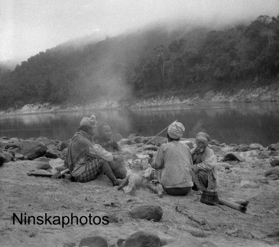On the Irrawaddy River - A Campfire - Burma Myanmar - 1925 - Fine Art Antique Photo Print - Vintage Photo - 607