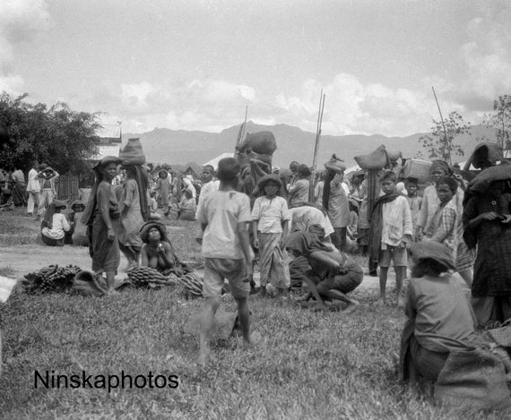 Porsea Market - Group of Locals - Rural Sumatra - Indonesia - 1925 - Fine Art Antique Photo Print - Vintage Photo