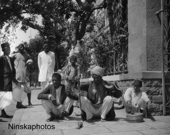 Snake Charmer in Bombay - Mumbai, India - Vintage Photo Reproduction by James Dearden Holmes - Historical Photo