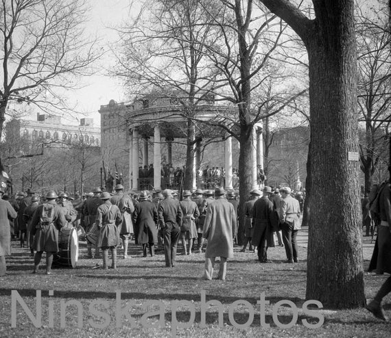 Boston Common, 1926 Armistice Day, Boston, Massachussets, United States, 1920s antique photo reprint, Veterans Day
