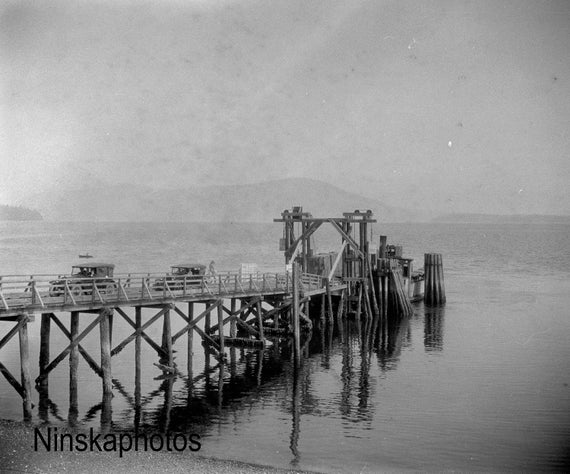 Victoria, Vancouver Island, British Columbia - Cars on Ferry Jetty - Canada 1926 - Fine Art Antique Photo Print - Vintage Photo - 6260