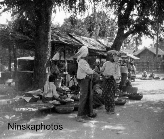 Village Market in Nyaung-U Burma, Myanmar Vintage Photo Reproduction by James Dearden Holmes - Historical Photo
