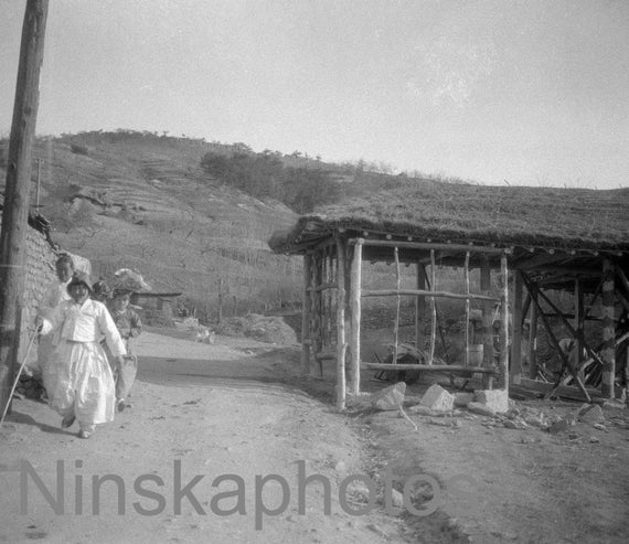 Korean Village Scene, Korea, 1920s antique photo reprint, vintage photo, art photo, Korean History, Home Decor, Wall Decor