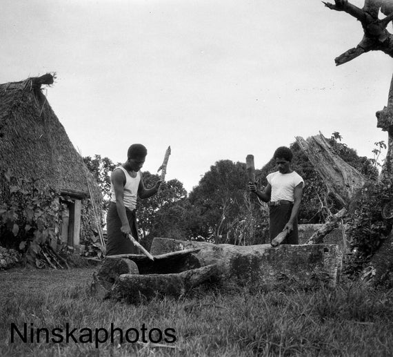 Lali Drumming in Suva, Fiji, 1920s antique photo reprint, wall decor, home decor, black and white photography, Pacific Islands