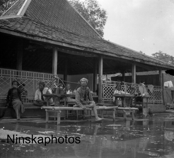 Yogyakarta - Group of Locals near Palace - Indonesia - 1925 - Fine Art Antique Photo Print - BNW - Vintage Photo - Photography