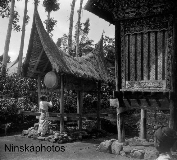 Padang Highlands - Village Gong - Rural Life - Sumatra - Indonesia - 1925 - Fine Art Antique Photo Print - Vintage Photo - 3395