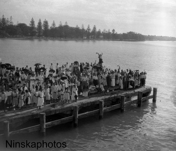 Leaving the Quay in Nuku'alofa, Tonga, 1920s antique photo reprint, wall decor, black and white photography, Pacific Islands