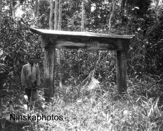 Ancient Dayak Sarcophagus in Mengkatip, Kalimantan, Borneo, Indonesia - 1925 - Fine Art Antique Photo Print - Vintage Photo - 2984
