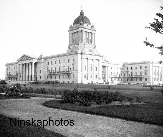 1926 Winnipeg, Canada, Parliament Buildings, 1920s antique photo reprint, Architecture, Monochrome Wall Decor, Canadian History