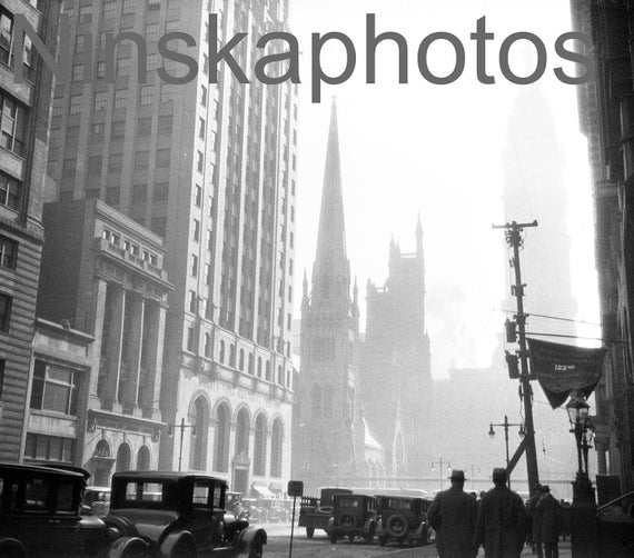 1920s Philadelphia, City Hall with Penn Statue taken from 14th Street, Pennsylvania, US History, United States, 1920s antique photo reprint