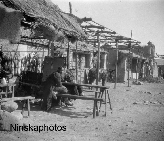 1920s Street Scene in Nankow - China Antique Photo Reproduction - Vintage Photography - Black and White