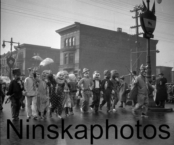 Philadelphia 1927 Mummer's Parade, Mephistopheles & His Followers, United States, 1920s antique photo reprint, vintage photography