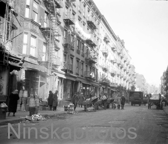Little Italy Manhattan, Elizabeth Street, Nolita, New York City, United States, 1920s antique photo reprint - NYC, New York Vintage Photo