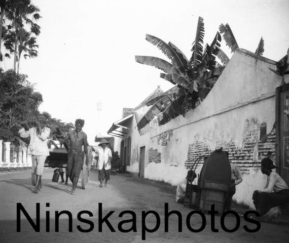 Surabaya Suburban Street, Java, Indonesia by J. Dearden Holmes, 1920s antique photo reprint, Southeast Asia, local History, Street Scene