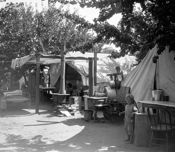 Little Boy, Fruit Farm Workers Quarters, Campbell, San Jose, California, United States, 1920s antique photo reprint