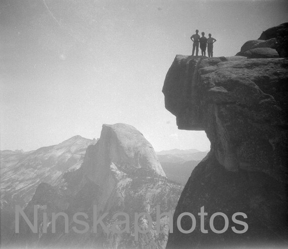 Yosemite, California - A stunning view with 3 silhouettes, United States, 1920s antique photo reprint