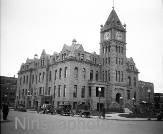 The City Hall, Calgary, Canada, 1920s antique photo reprint, Street Scene, wall art, historical photo, architecture, politics, wall decor