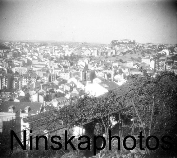 Lisbon, Portugal - View of the City from a Hill by J. Dearden Holmes, 1920s antique photo reprint, Portugal History, Cityscape