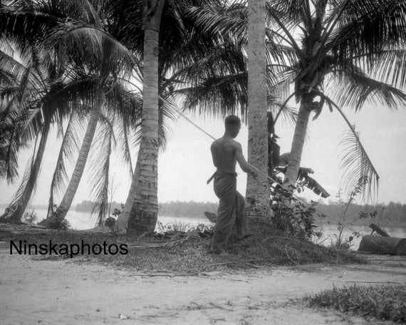 Dayak Man in Mengkatip, Kalimantan, Borneo, Indonesia - 1925 - Fine Art Antique Photo Print - Vintage Photo - 2976