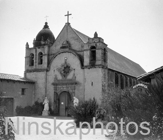 Carmel Mission Church, Carmel, California, United States, 1920s antique photo reprint - Wall Decor - Christianity