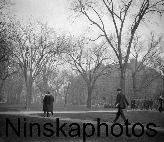 Harvard University Grounds in 1926, Boston, Massachussets, United States, 1920s antique photo reprint, Vintage Photo, College, Students