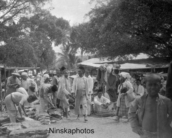 Market Day in the Village of Kota Nopan - Sumatra, Indonesia - 1925 - Fine Art Antique Photo Print - Vintage Photo