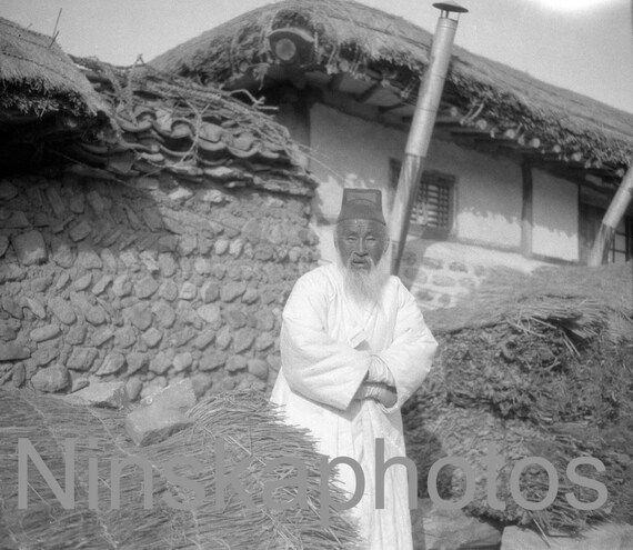 Wise Old Man, Seoul, Korea, 1920s antique photo reprint, vintage photo, art photo