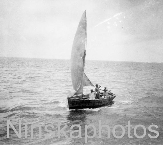 Maceio, Alagoas, Brazil, Sailing Boat off the Coast, 1920s antique photo reprint, North Brazil, Brazilian History, Art Photo, Wall Decor