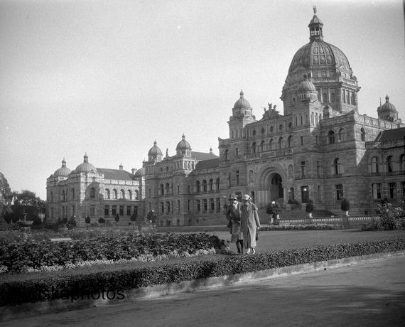 Victoria, Vancouver Island, British Columbia - Parliament Buildings - Canada 1926 - Fine Art Antique Photo Print - Vintage Photo - 6275