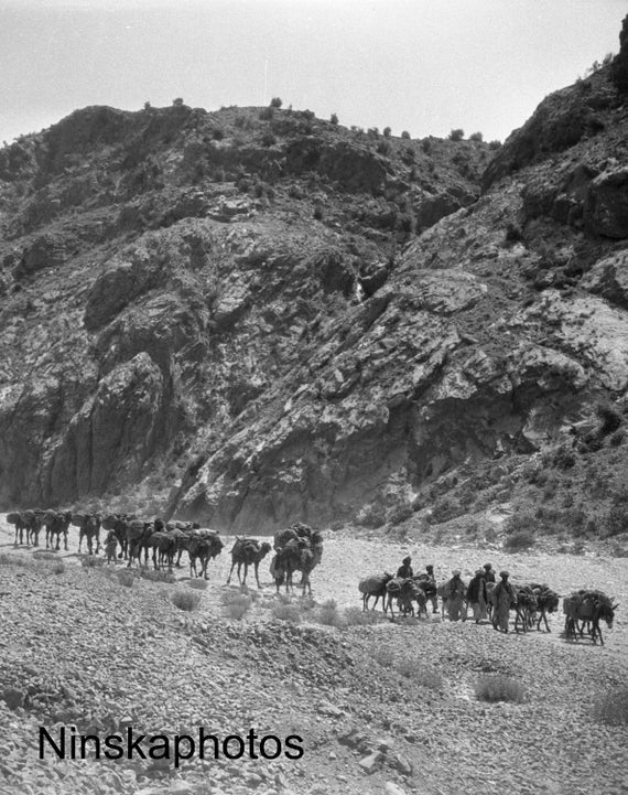 A Long Convoy on the Khyber Pass near Landi Kotal - India - Pakistan - Vintage Photo Reproduction by James Dearden Holmes