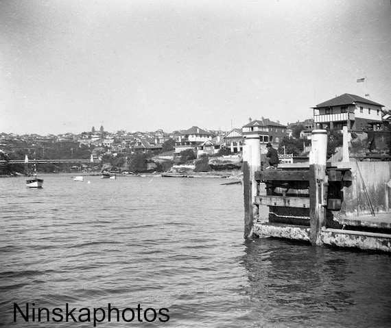 Sydney Harbour, Australia by J. Dearden Holmes, 1920s antique photo reprint, Vintage Photography