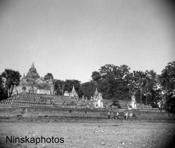 Mingoon (Mingun) Myanmar, Burma, Asia, 1920s antique photo reprint, Colonial Burma, Black and White, Wall Decor