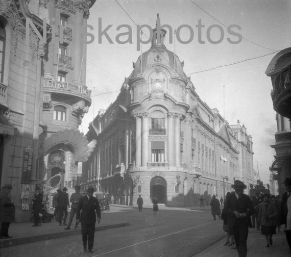 Calle Bandera and Mundial Hotel, Santiago, Chile by J. Dearden Holmes, 1920s antique photo reprint - Available Framed