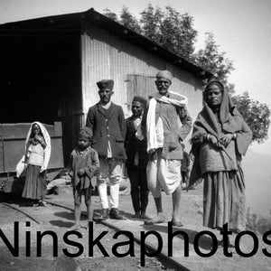1920s India, Family group along the route of the Darjeeling Himalayan Railway, India by J. Dearden Holmes, 1920s antique photo reprint