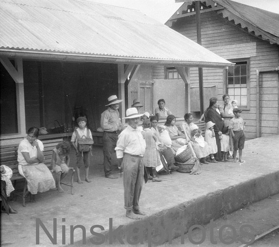 1920s Costa Rica, Port Limon, Railway Platform Crowd by J. Dearden Holmes, 1920s antique photo reprint, Vintage Photography