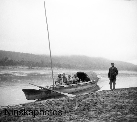 1925 Boat Crew on the Irrawaddy, Myanmar, Burma by J. Dearden Holmes 1920s antique photo reprint
